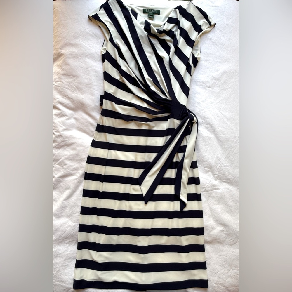 Ralph Lauren Nautical Striped Dress Navy White 2